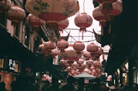 chinese lanterns hanging from the ceiling